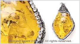 Yellow Amber Resin Crystals Pendant