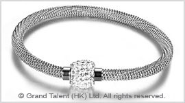 Titanium Stainless Steel Wire Rope Crystal Bracelet