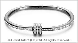 Titanium Stainless Steel Crystal Bangle