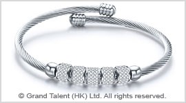 Titanium Stainless Steel Wire Rope Crystal Bracelet