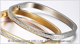 Titanium Stainless Steel Crystal Bangle