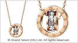 Titanium Steel Eternal Engraved Roman Numerals Crystal Circles Necklace