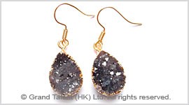 Grey Druzy Earrings