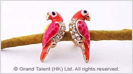 Parrot Enamel CZ Stud Earrings