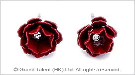 Red Metal Rose Stud Earrings