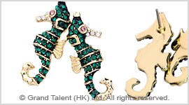 Green Seahorse Crystal Stud Earrings