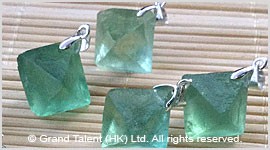 Green Fluorite Rough Octahedron Pendant