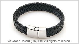 Men's Style Black Woven Leather Bracelet