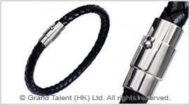 Men's Style Black Woven Leather Bracelet
