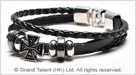 Men's Style Black Woven Multi Leather Bracelet