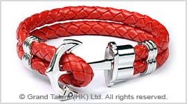 Men's Style Red Double Woven Leather Bracelet