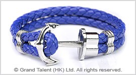 Men's Style Royal blue Double Woven Leather Bracelet