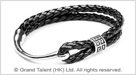 Men's Style Black Double Woven Leather Bracelet