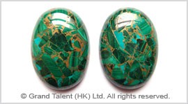 Gold Stripes Green Malachite Cabochon