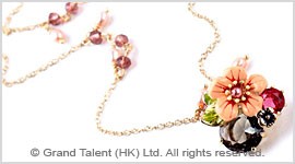 Flower Crystal Enamel Chain Necklace