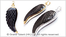 Black Onyx Carved Wing Pendant