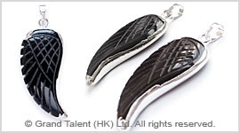 Black Onyx Carved Wing Pendant