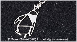 Origami Penguin Stainless Steel Charm Necklace