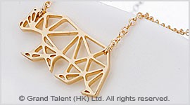 Origami Polar Bear Stainless Steel Charm Necklace