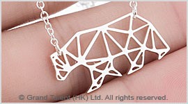 Origami Polar Bear Stainless Steel Charm Necklace