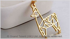 Origami Alpaca Stainless Steel Charm Necklace