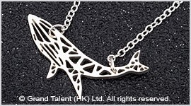 Origami Whale Stainless Steel Charm Necklace