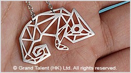 Origami Chameleon Stainless Steel Charm Necklace