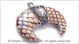 Tan Genuine Snakeskin Horn Pendant