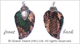 Multi Color Genuine Snakeskin Leaf Pendant