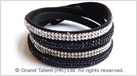 Crystal Rhinestones & Velvet Bracelet