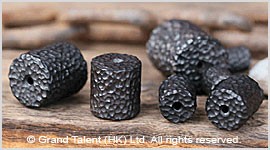 Natural Black Ebony Carved Wood Bead