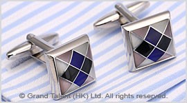 Cat's Eye Checkered Brass Designer Cufflinks