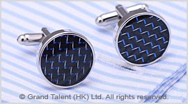 Blue Carbon Fibre Brass Designer Cufflinks