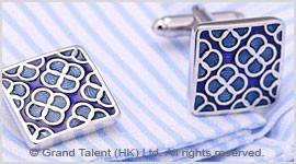 Blue Oriental Enamel Brass Designer Cufflinks