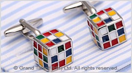 Rubik's Cube Enamel Brass Designer Cufflinks
