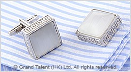 White Cat's Eye Brass Designer Cufflinks