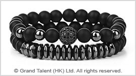 Matte Black Crystal Grey-Plated Hematite Bracelet