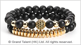 Matte Black Crystal Gold-Plated Hematite Bracelet