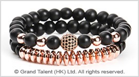 Matte Black Crystal Rose Gold-Plated Hematite Bracelet