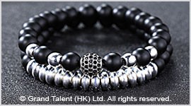 Matte Black Crystal Silver-Plated Hematite Bracelet
