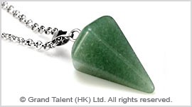 Green Aventurine Hexagonal Cone Pendant Chain Necklace