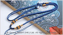 Blue Chinese Knotted String Cord Necklace