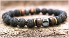 Men's Style Natural Lava Hematite Bracelet