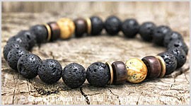 Men's Style Natural Lava Picture Jasper Bracelet