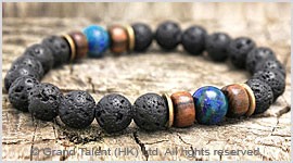 Men's Style Natural Lava Lapis Bracelet