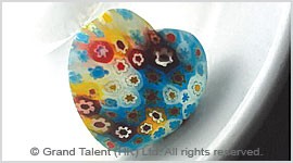 Frosted Millefiore Glass Heart Pendant