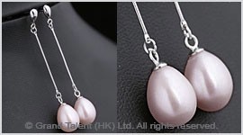 Mauve Freshwater Pearl Sterling Silver Pin Earrings