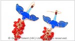 Blue Bird Enamel Hook Earrings