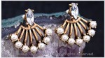 2-Ways Crystal Pearl Fan Stud Earrings