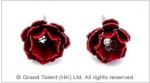 Red Metal Rose Stud Earrings